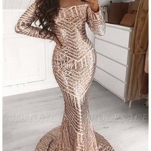 Gold/Cream Sequin Prom Dress